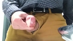 Little Cock Daddy Wank At Work With Big Cum Spurt 2