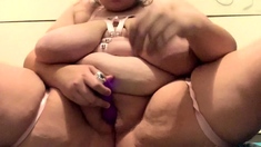 Drunk fat nerdy with big boobs showing off on webcam