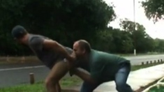 daddy and guy fucking outdoor near road