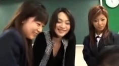 Asian schoolgirl enjoy group sex