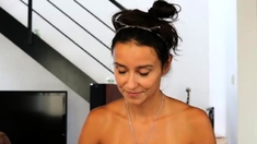 Busty brunette solo masturbation