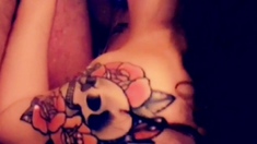 Hot brunette big boobs toying pink pussy