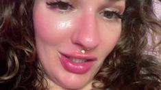 Brunette amateur babe strips off and masturbates