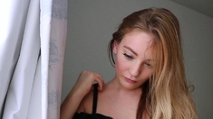 Amateur blond girl with big boobs getting fucked