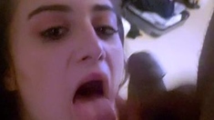 Hot brunette slut for extreme amateur pov blowjob