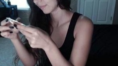 Cute curly brunette solo webcam masturbation