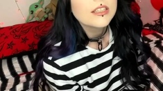 Hot brunette babe goes crazy jerking part5