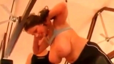 incredible big boobs in public gym