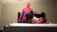 Black Spiderman Fucks Big-Booty Ebony bitch in Sex-Tape