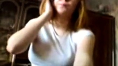 Blowjob and handjob by Redhead Russian Teen while on phone