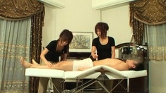 Handjob, Japanese, Asian, Massage, Threesome